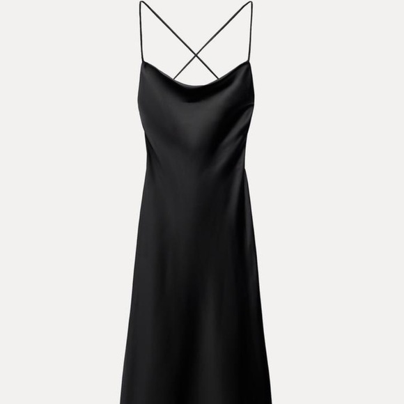 Zara Satin Effect Draped Midi Dress - Picture 4 of 4